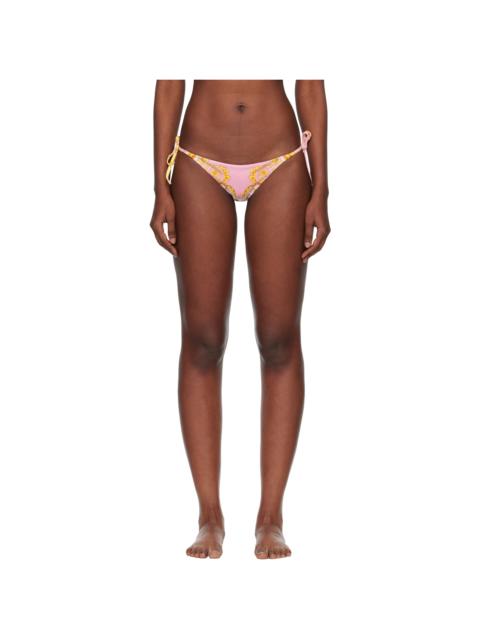 Yellow & Pink Printed Bikini Bottom