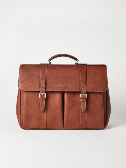 SLIM INTRECCIATO BRIEFCASE 36 CARAMEL BROWN CALFSKIN