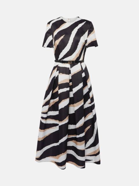 Printed silk-blend midi dress
