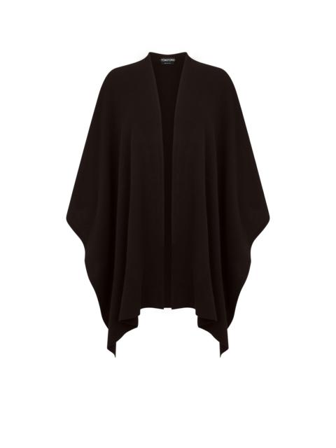 CASHMERE PONCHO WITH TONAL TF EMBROIDERED LOGO