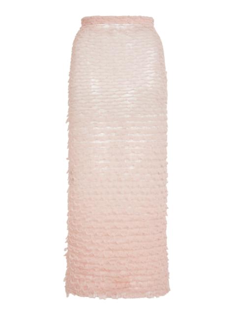 Frills Knit Midi Skirt light pink