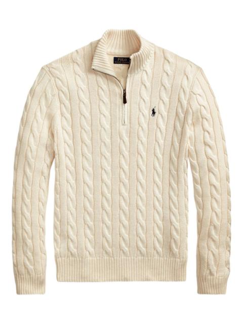 cable-knit quarter-zip sweater
