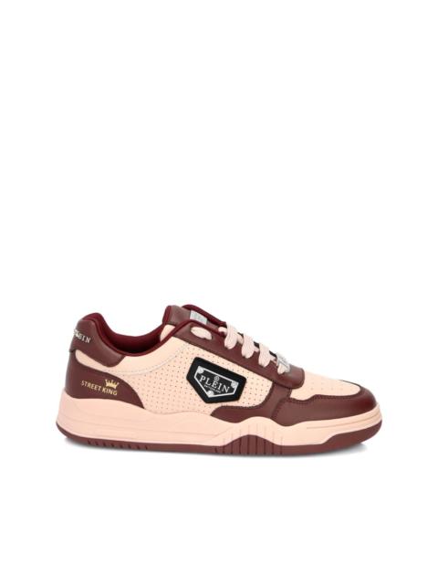 x STREET KING perforated leather low-top trainers