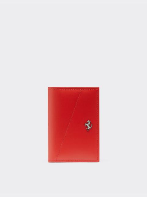 Leather card case with prancing horse