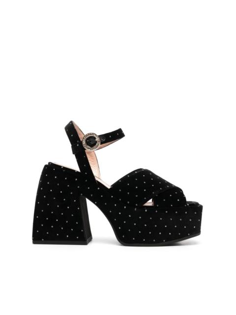 Bulla Joni 110mm velvet platform sandals