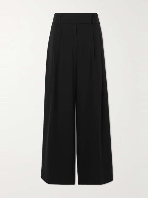 Pleated crepe wide-leg pants