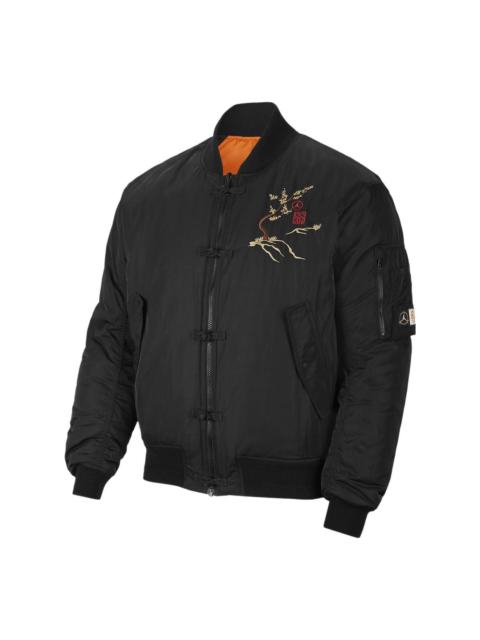 Men's Jordan Logo Embroidered Reversible Aviator Padded Clothes Black Jacket DO4085-010