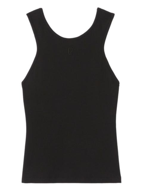 embroidered-logo ribbed tank top
