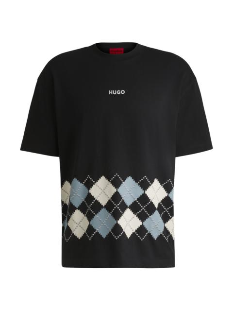 COTTON-JERSEY T-SHIRT WITH ARGYLE PATTERN