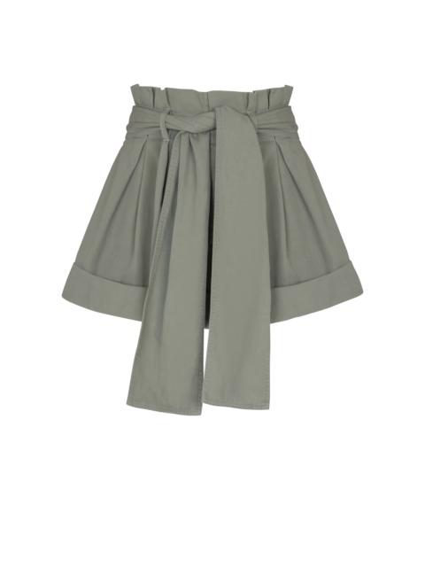 Cotton gabardine high-waisted shorts