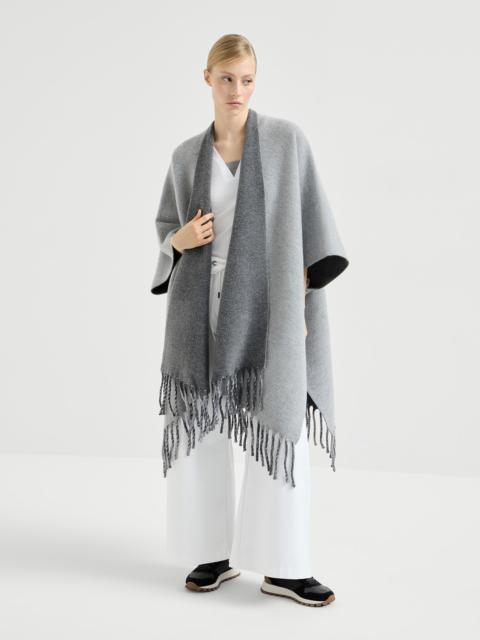 Wool and cashmere reversible double knit poncho