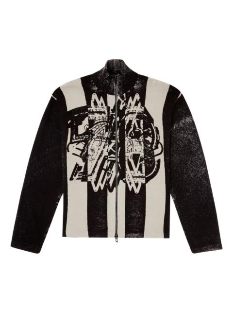 striped zip-up bomber jacket