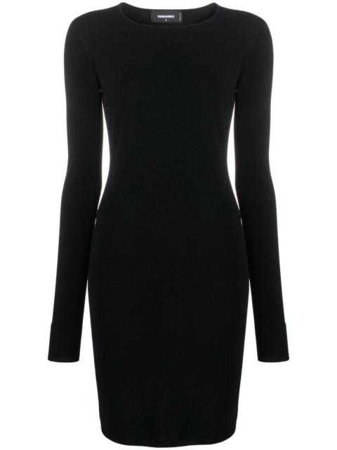 open-back fine-ribbed minidress
