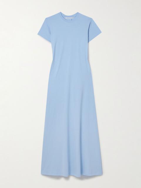 Noelle gathered cotton-blend jersey midi dress Blue