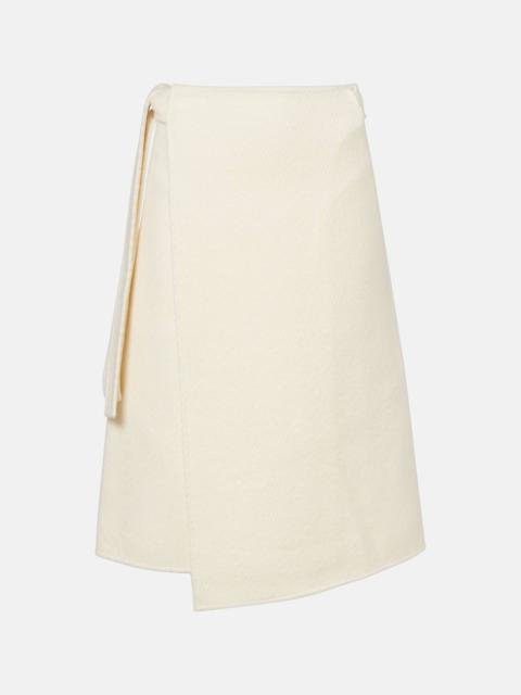Bodhi high-rise wool-blend bouclé wrap skirt