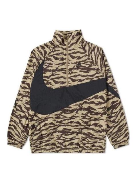 Nike AOP Swoosh Half Zip Woven Jacket 'Brown' AO0862-235