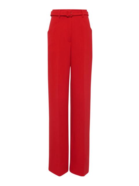 Norman Wide-leg Pant in Scarlet Red Virgin Wool Crepe