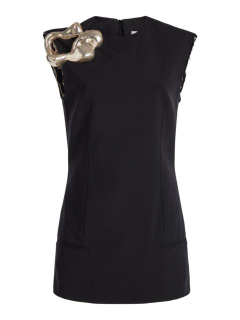 Embellished Stretch-Wool Mini Dress black