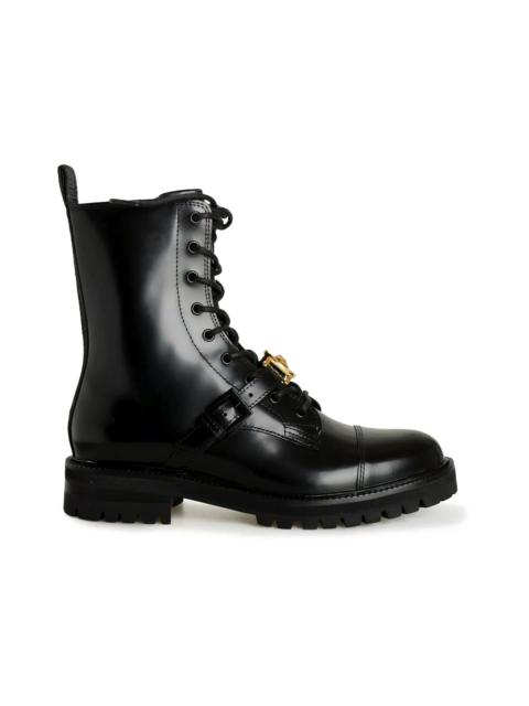 Versace Patent Leather Combat Boots Black