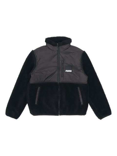 PUMA Sherpa Contrasting Colors Sports lamb's wool Stand Collar Logo Jacket Black 846325-01