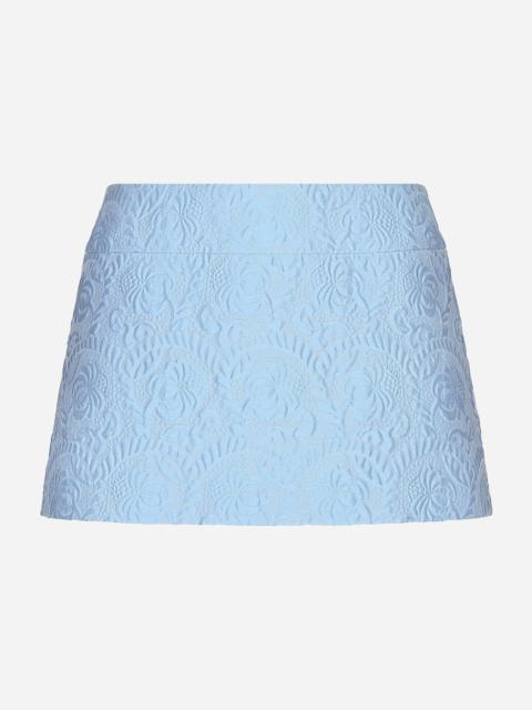 Floral quilted jacquard miniskirt