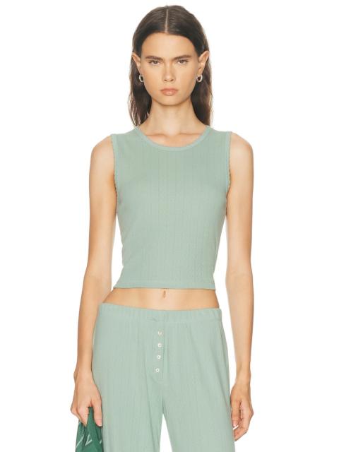 Pointelle Sleeveless Crewneck Top