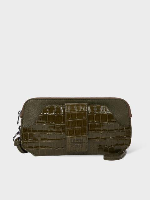 Olive Green Croc Travel Pouch