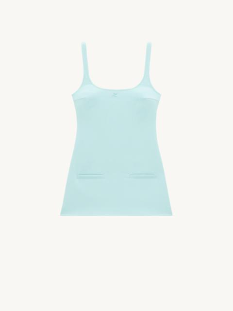 TWILL SUSPENDERS TRAPEZE DRESS