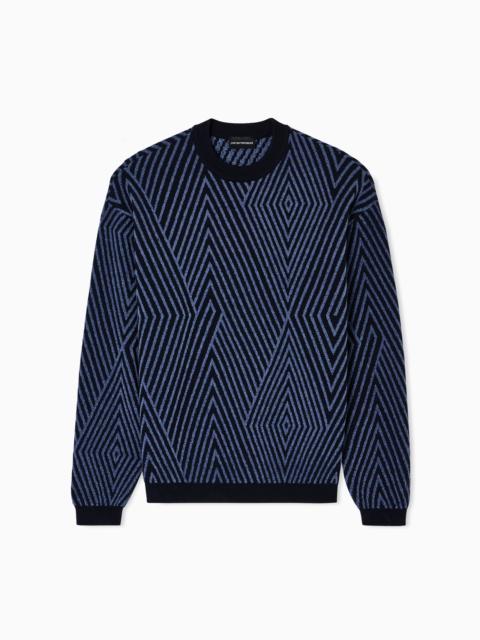 VIRGIN WOOL-BLEND JUMPER WITH OP-ART JACQUARD WITH OVERSIZED DIAMONDS