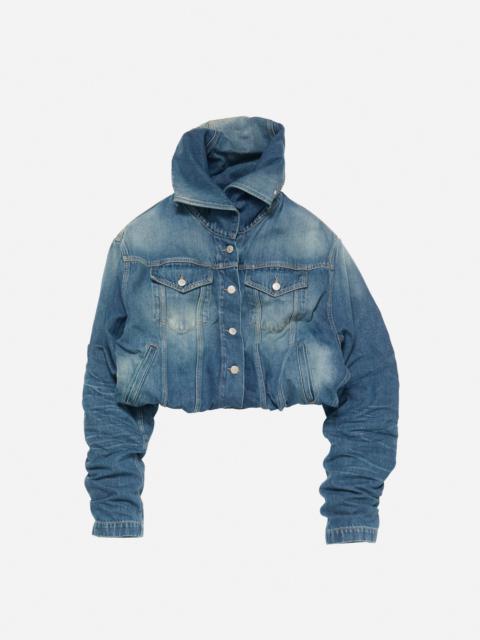 Crinkled denim jacket - Mid Blue