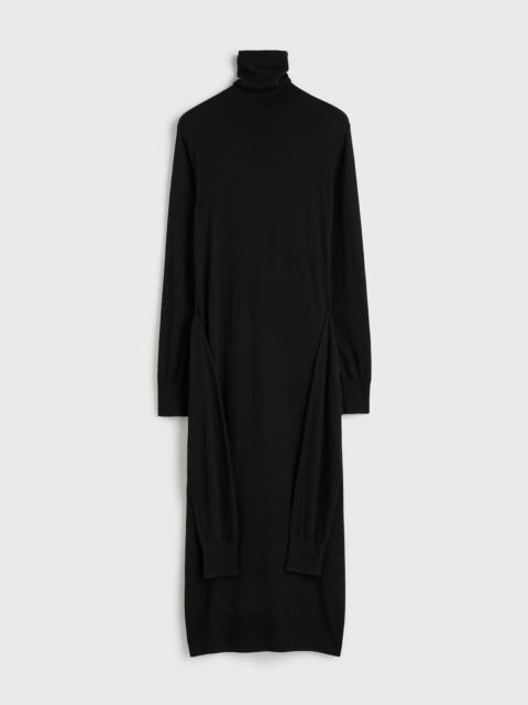 Double-sleeve turtleneck dress black