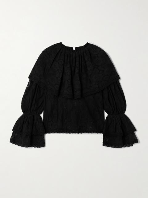 Eloise Ruffled Cotton-lace Blouse