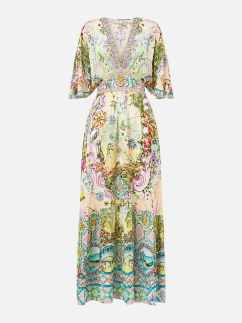 WAISTED DRESS WITH HEM RUFFLE