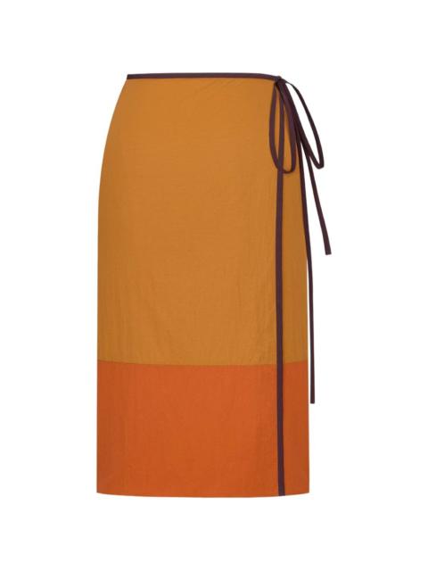 tie-detail colour-block skirt