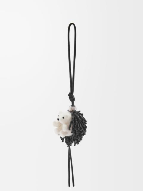 Hedgehog charm in felt, beads and calfskin