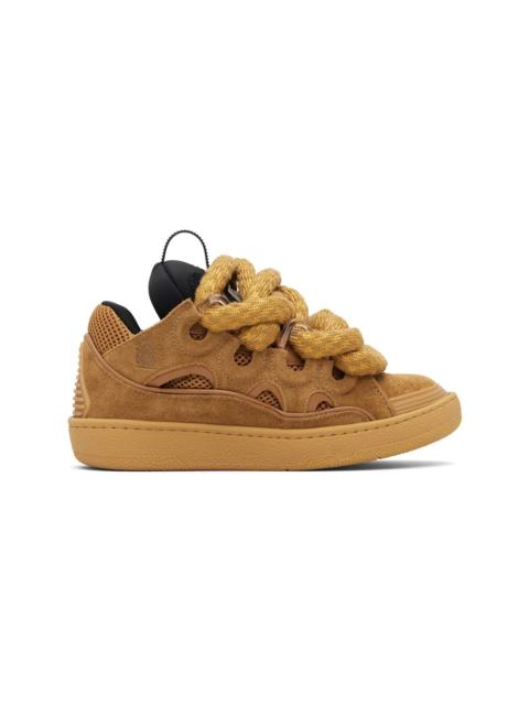Tan Curb Leather With Snake Laces Sneakers
