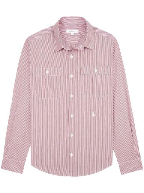 Utility logo-embroidered striped shirt