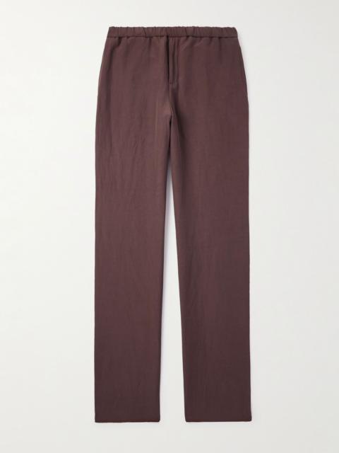 Maryln Straight-Leg Linen and Silk-Blend Trousers Brown