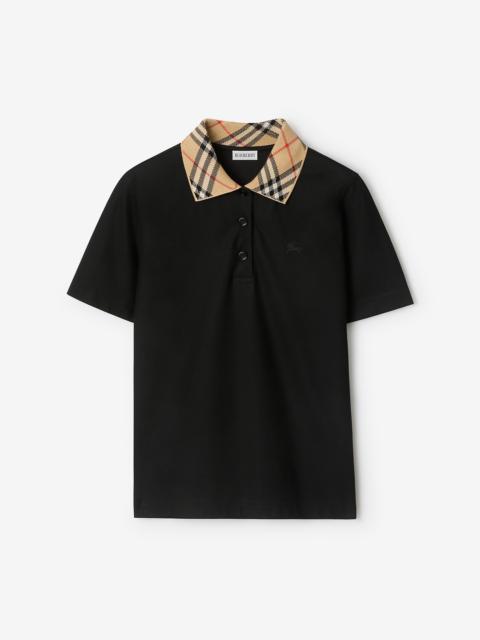 Check Collar Cotton Polo Shirt