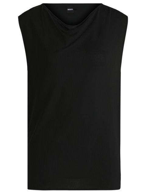 SLEEVELESS T-SHIRT WITH RIBBED FRONT