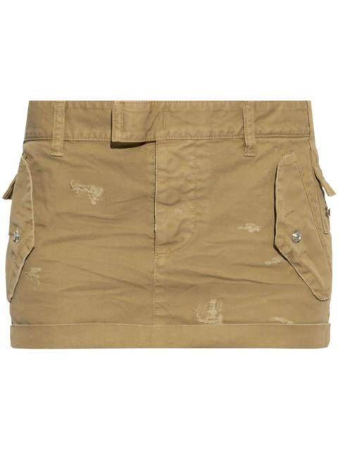 distressed-effect mini skirt