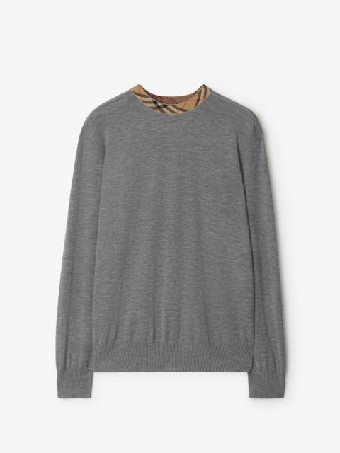 Check Trim Wool Sweater