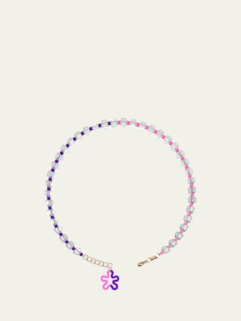 B Multi Beaded Necklace with Rock Crystal