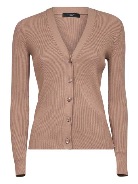 ribbed v-neck cardigan