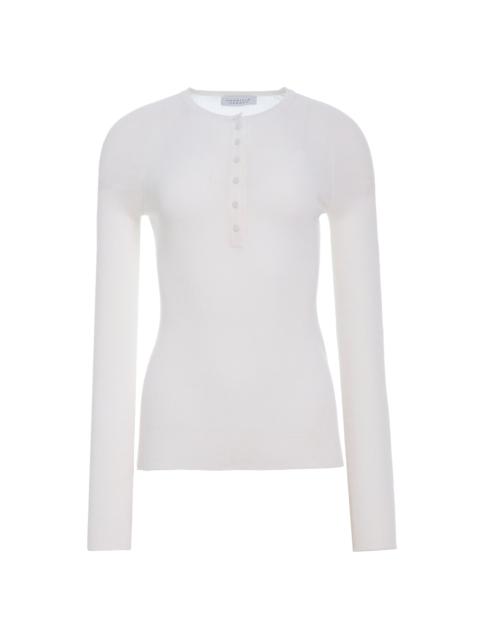 Anges Knit Henley in Ivory Cashmere Silk with Hemp