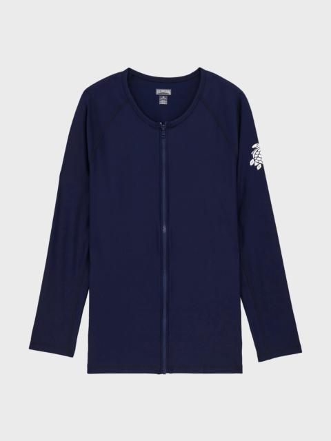 Men Long Sleeves Zipper Rashguard Solid