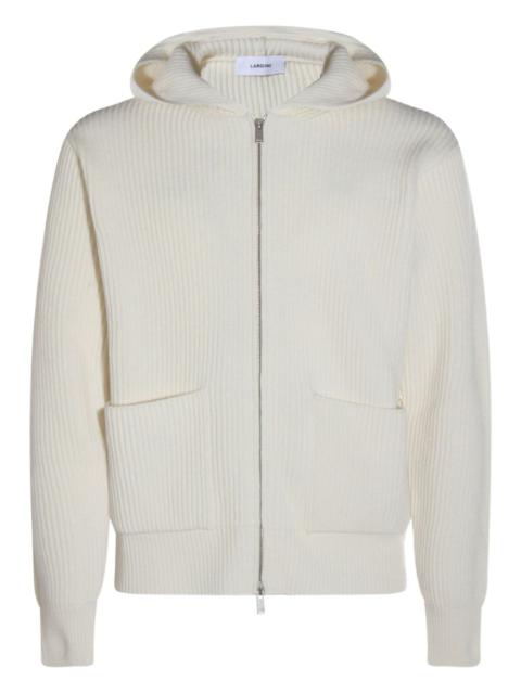 ribbed zip-up knitted hoodie