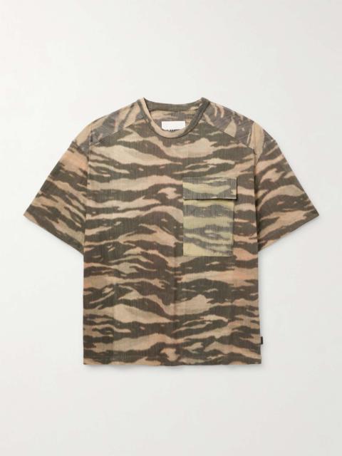 Printed Shell-Trimmed Cotton-Jersey T-Shirt