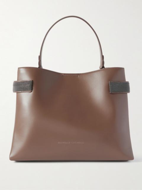 Bead-embellished Leather Shoulder Bag