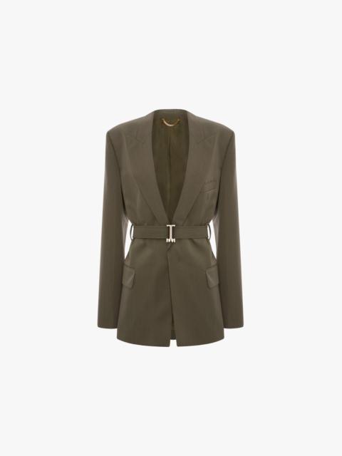 Belted Tailored Jacket In Sage Melange